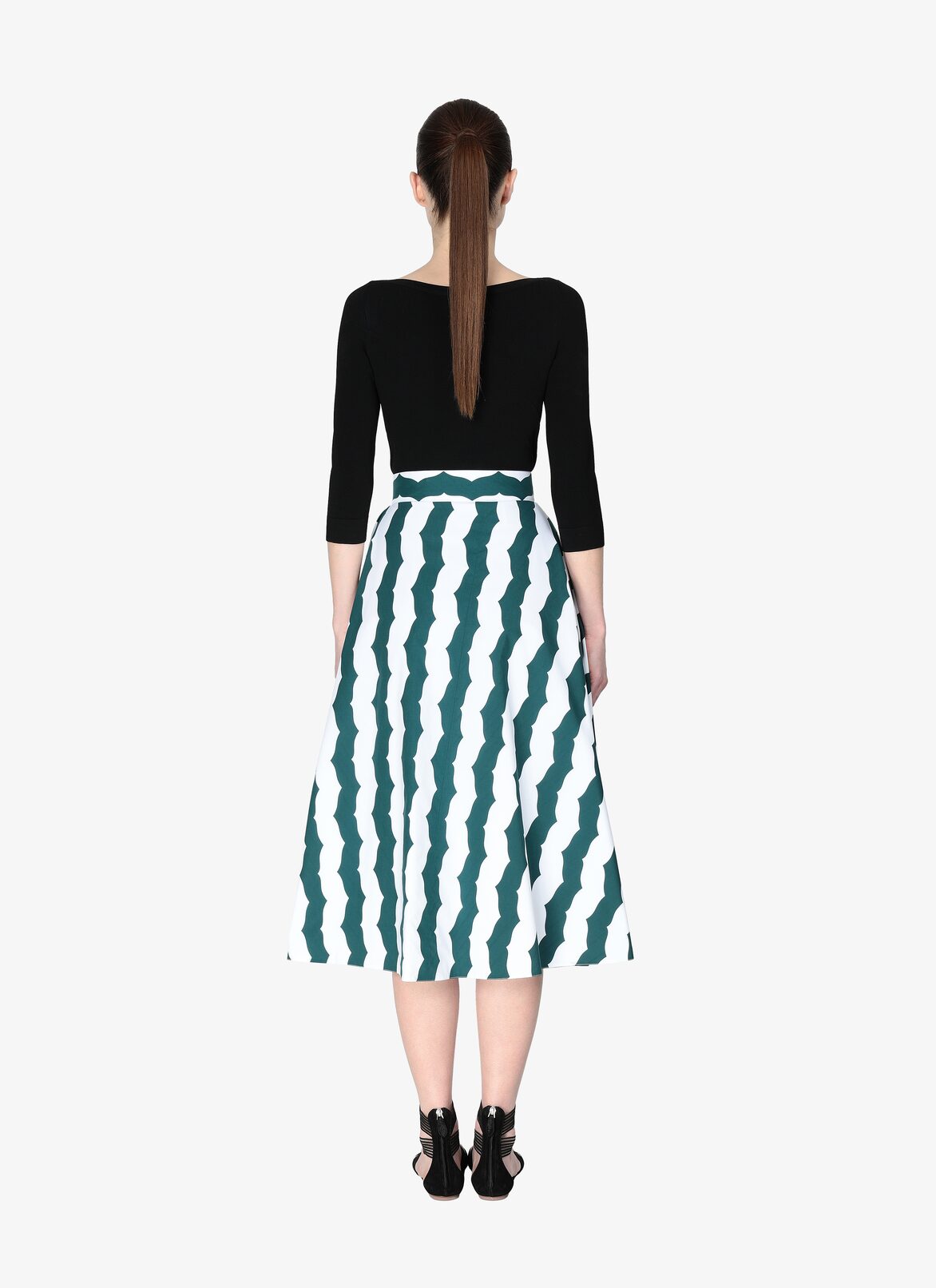 LONG SKIRT POPELINE RAYURES EDITIONS WHITE/GREEN ALAÏA ホワイト/グリーン  LONG SKIRT POPELINE RAYURES EDITIONS WHITE/GREEN